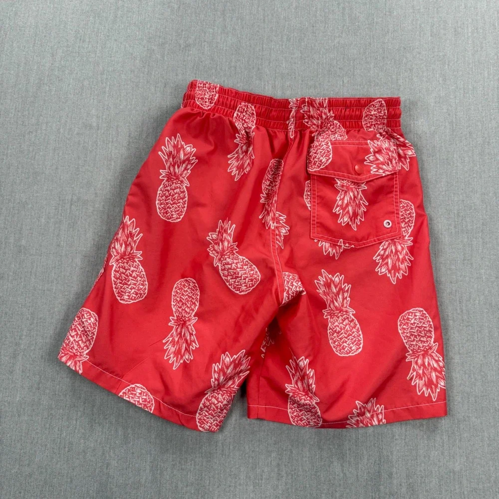 Old Navy Mens Red Pineapple Print Swim Trunks Board Shorts Small Tropical Summer